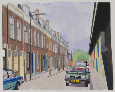 28280 Gezicht in de Schutstraat te Utrecht vanaf het viaduct over de Amsterdamsestraatweg, uit het zuiden, met de ...